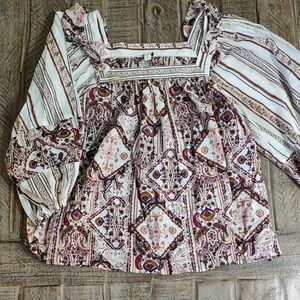 5 For $25 🔥White and Red Ruffled 3/4 Sleeve Blouse